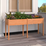 Vidaxl plantenbak met voering 161x45x76 cm massief vurenhout bruin