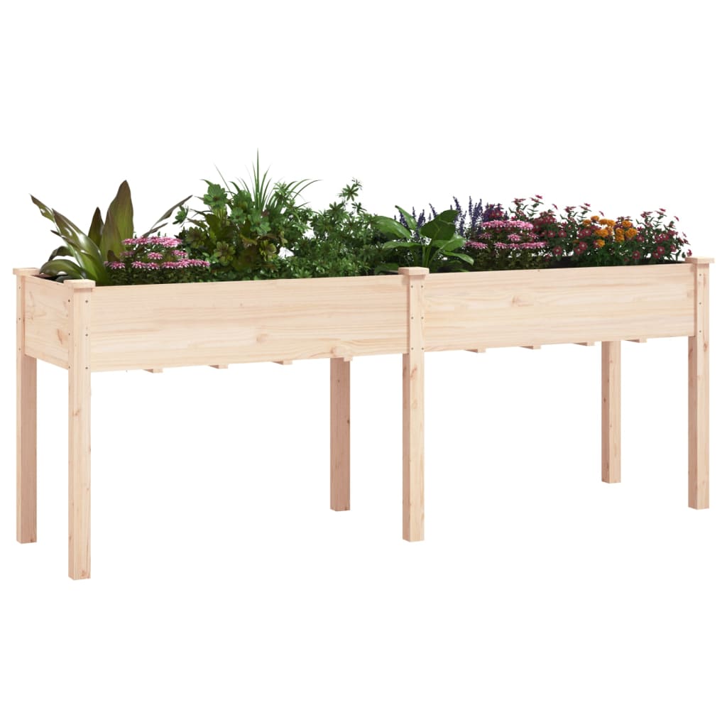 Vidaxl plantenbak met voering 203x53x76 cm massief vurenhout