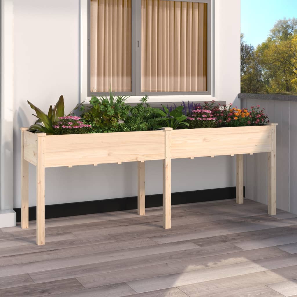 Vidaxl plantenbak met voering 203x53x76 cm massief vurenhout