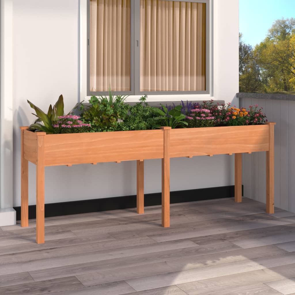 Vidaxl plantenbak met voering 203x53x76 cm massief vurenhout bruin