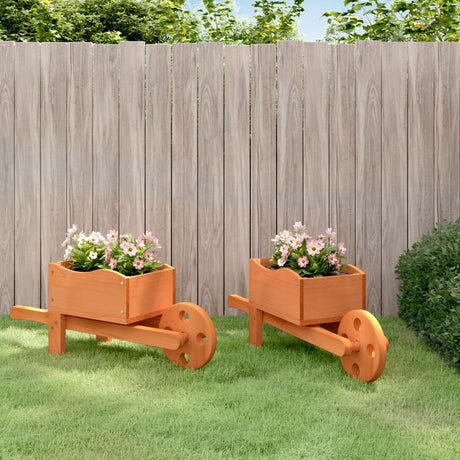 Vidaxl plantenbakken kruiwagen 2 st 47x15x19 cm massief vurenhout