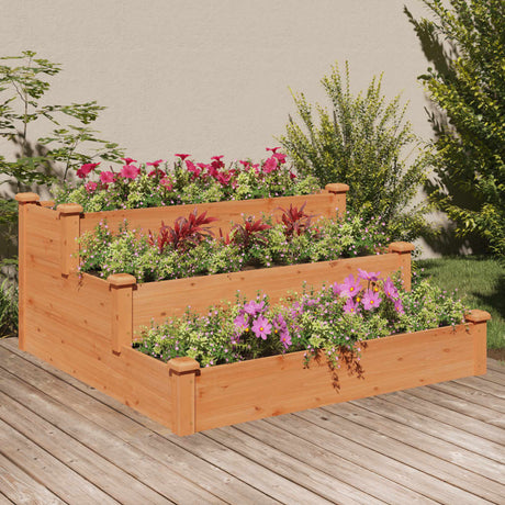 Vidaxl plantenbak verhoogd 120x120x56 cm massief vurenhout bruin