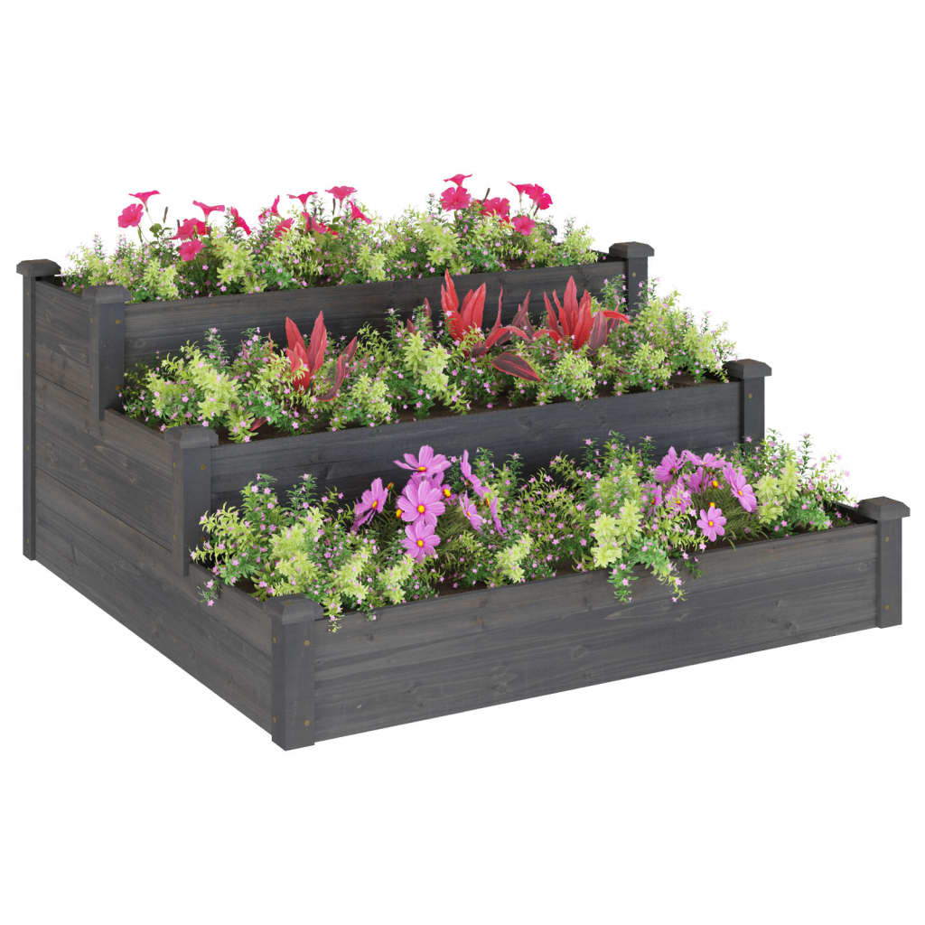 Vidaxl plantenbak verhoogd 120x120x56 cm massief vurenhout grijs