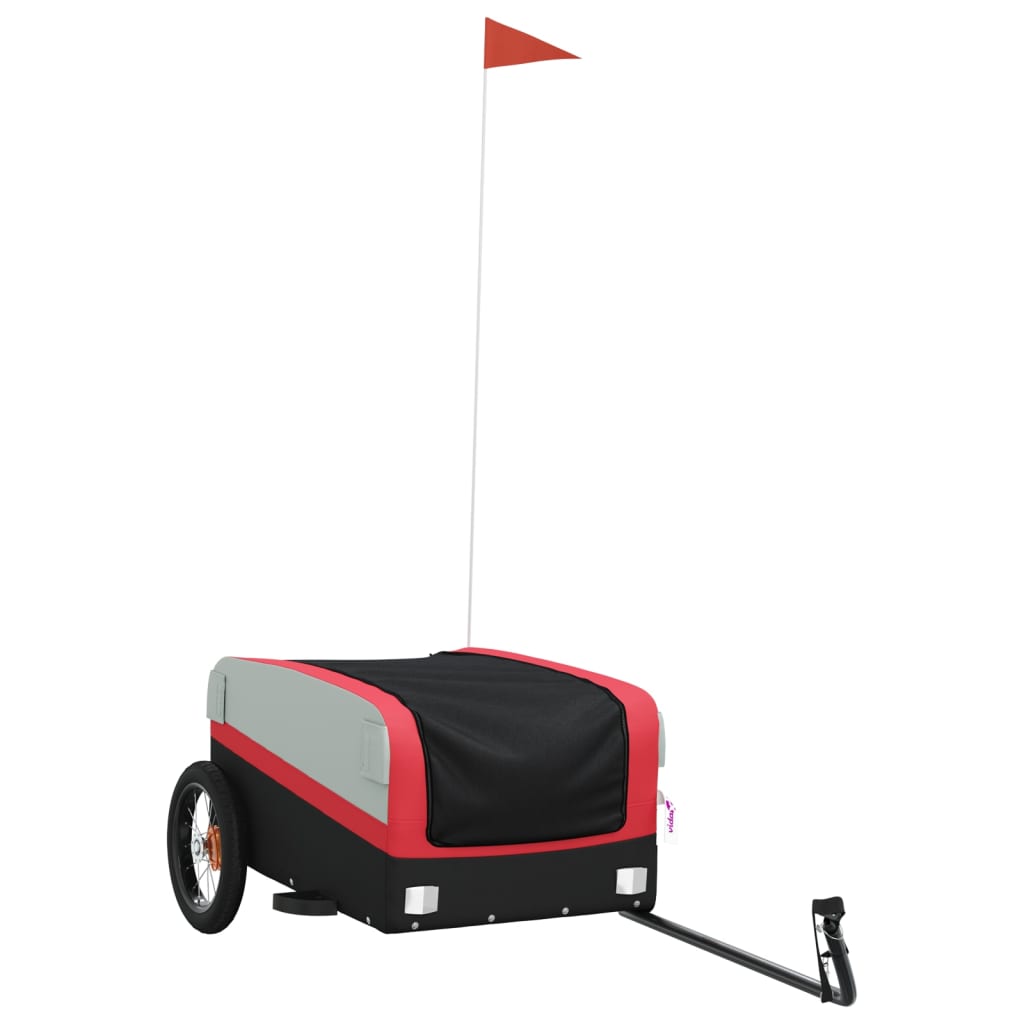 Vidaxl fietstrailer 30 kg ijzer zwart en rood