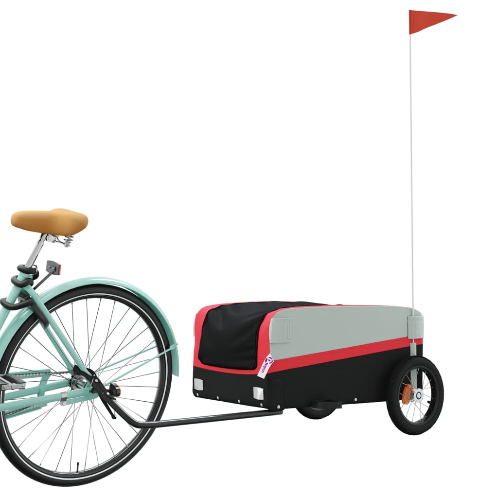 Vidaxl fietstrailer 30 kg ijzer zwart en rood