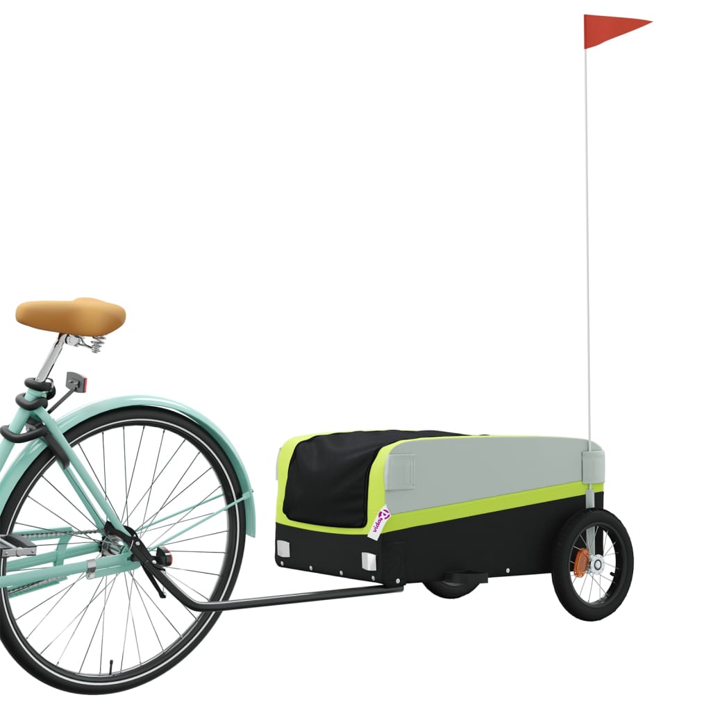 Vidaxl fietstrailer 30 kg ijzer zwart en groen