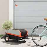 VidaXL Fietstrailer 30 kg ijzer zwart en oranje