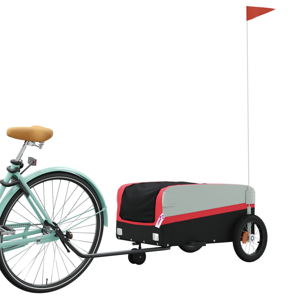 Vidaxl fietstrailer 30 kg ijzer zwart en rood