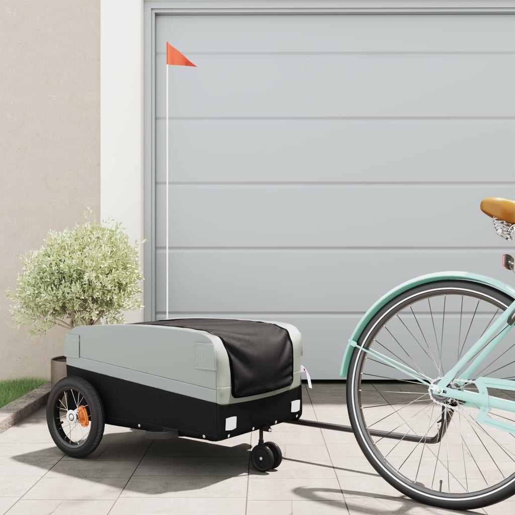 Vidaxl fietstrailer 30 kg ijzer zwart en grijs