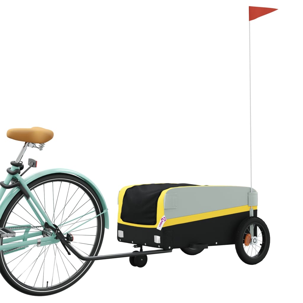 Vidaxl fietstrailer 30 kg ijzer zwart en geel