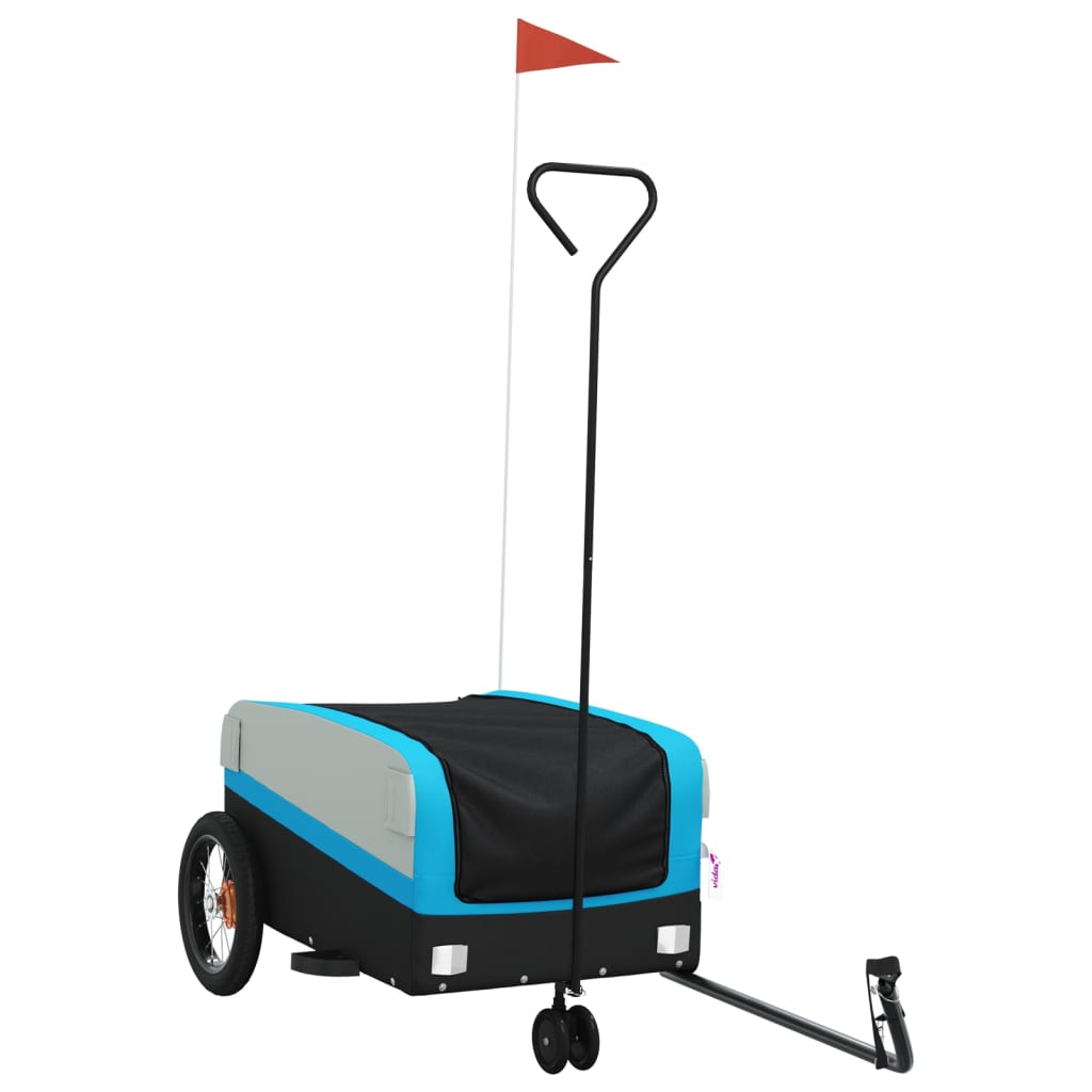 Vidaxl fietstrailer 30 kg ijzer zwart en blauw