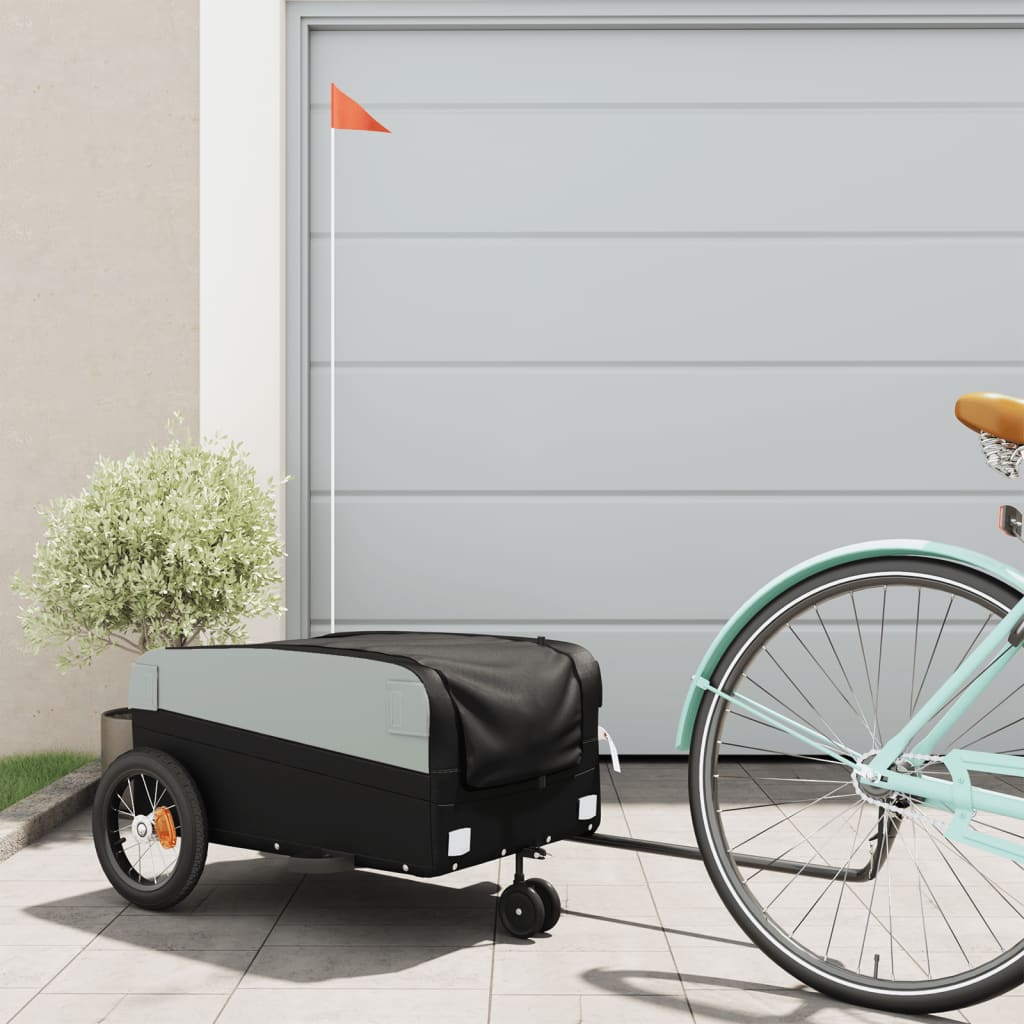 VidaXL Fietstrailer 30 kg ijzer zwart