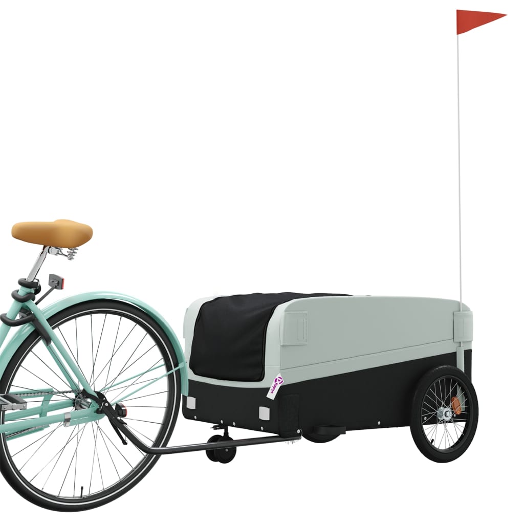 Vidaxl fietstrailer 45 kg ijzer zwart en grijs