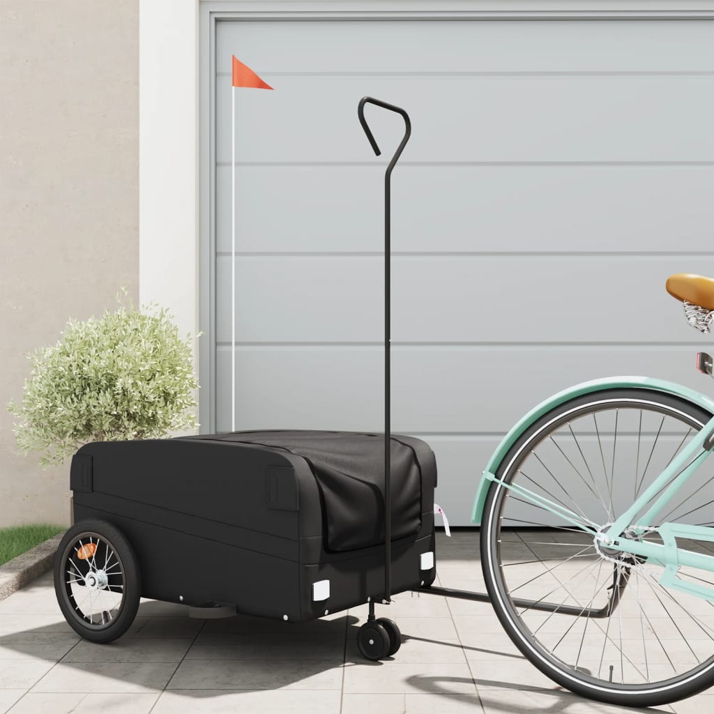 VidaXL Fietstrailer 45 kg ijzer zwart