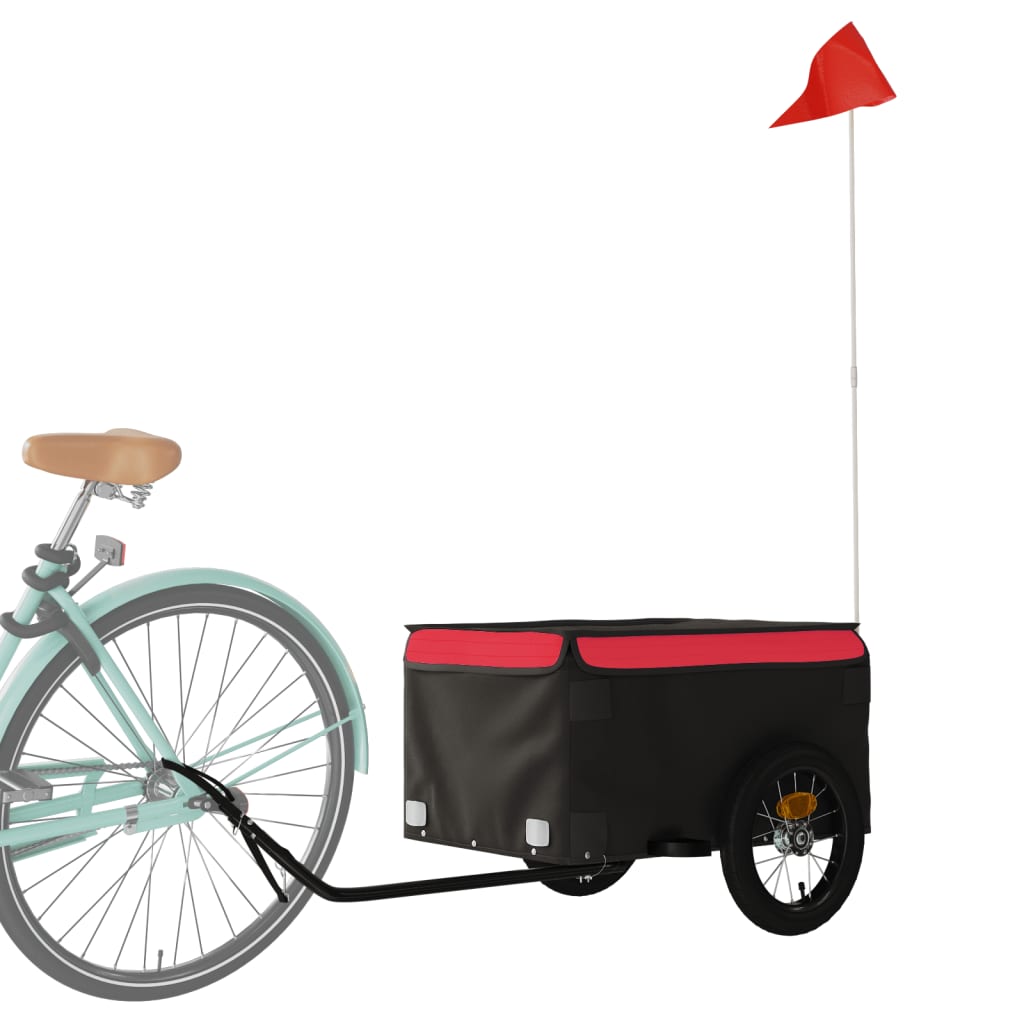 Vidaxl fietstrailer 30 kg ijzer zwart en rood