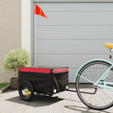 Vidaxl fietstrailer 30 kg ijzer zwart en rood