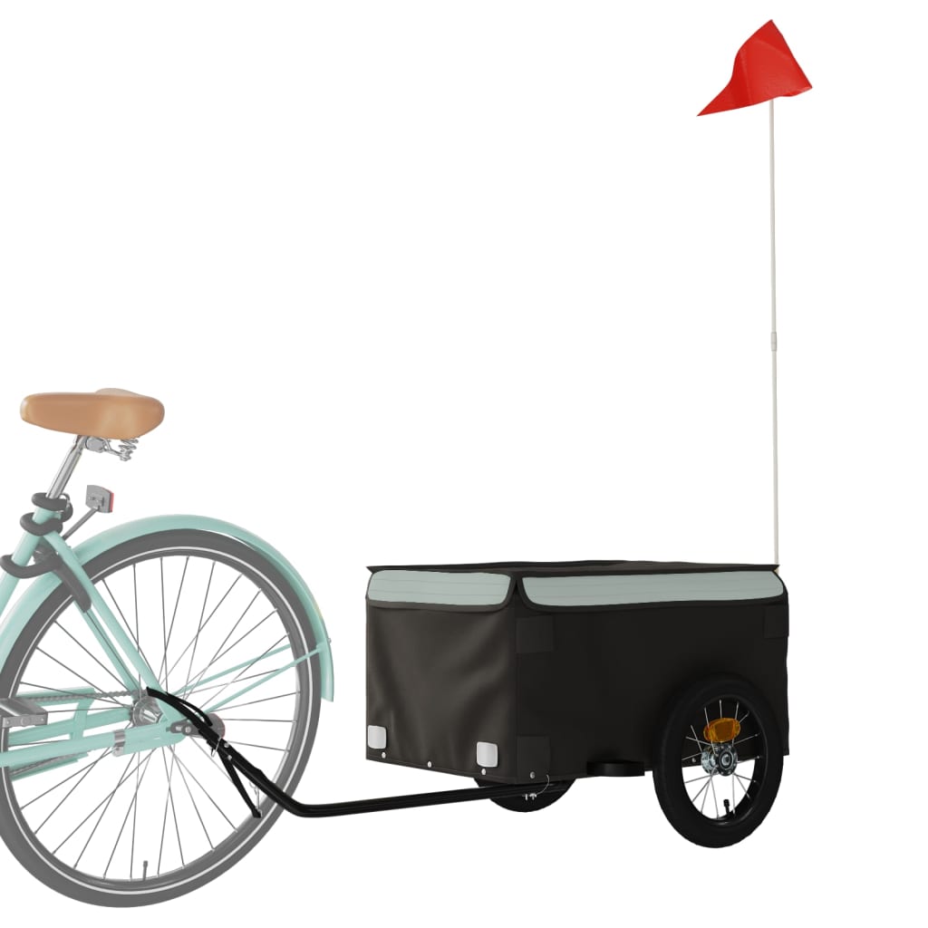 VidaXL Fietstrailer 30 kg ijzer zwart en grijs