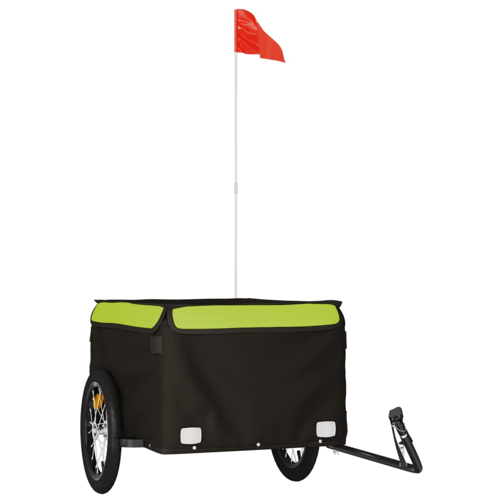 Vidaxl fietstrailer 45 kg ijzer zwart en groen