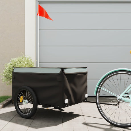 Vidaxl fietstrailer 45 kg ijzer zwart en grijs