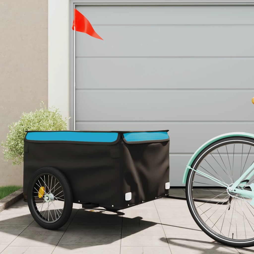 VidaXL Fietstrailer 45 kg ijzer zwart en blauw