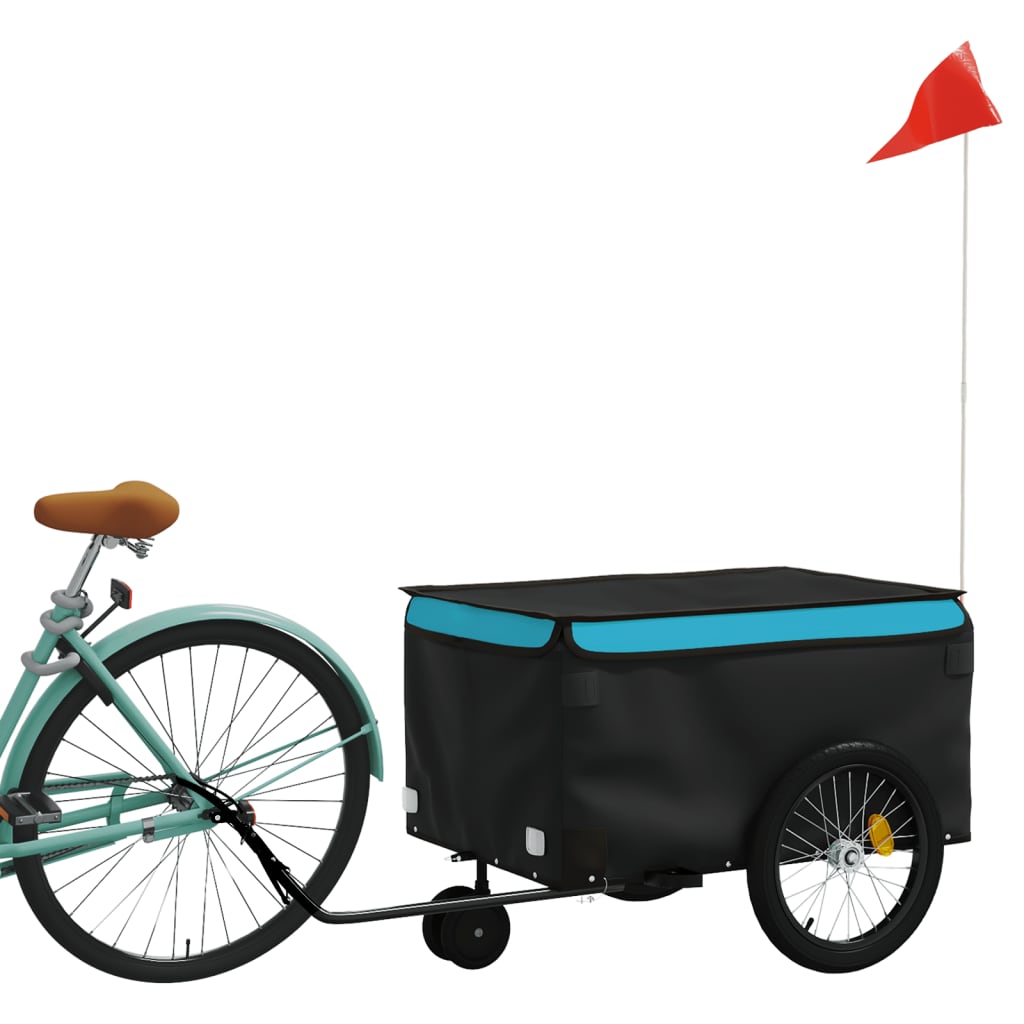 Vidaxl fietstrailer 30 kg ijzer zwart en blauw