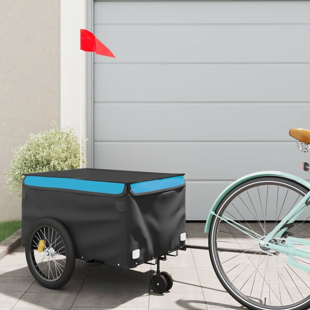 VidaXL Fietstrailer 30 kg ijzer zwart en blauw