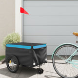 Vidaxl fietstrailer 30 kg ijzer zwart en blauw