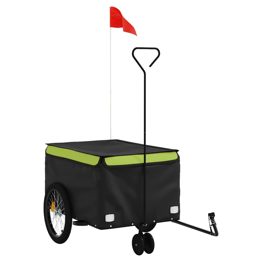 VidaXL Fietstrailer 30 kg ijzer zwart en groen