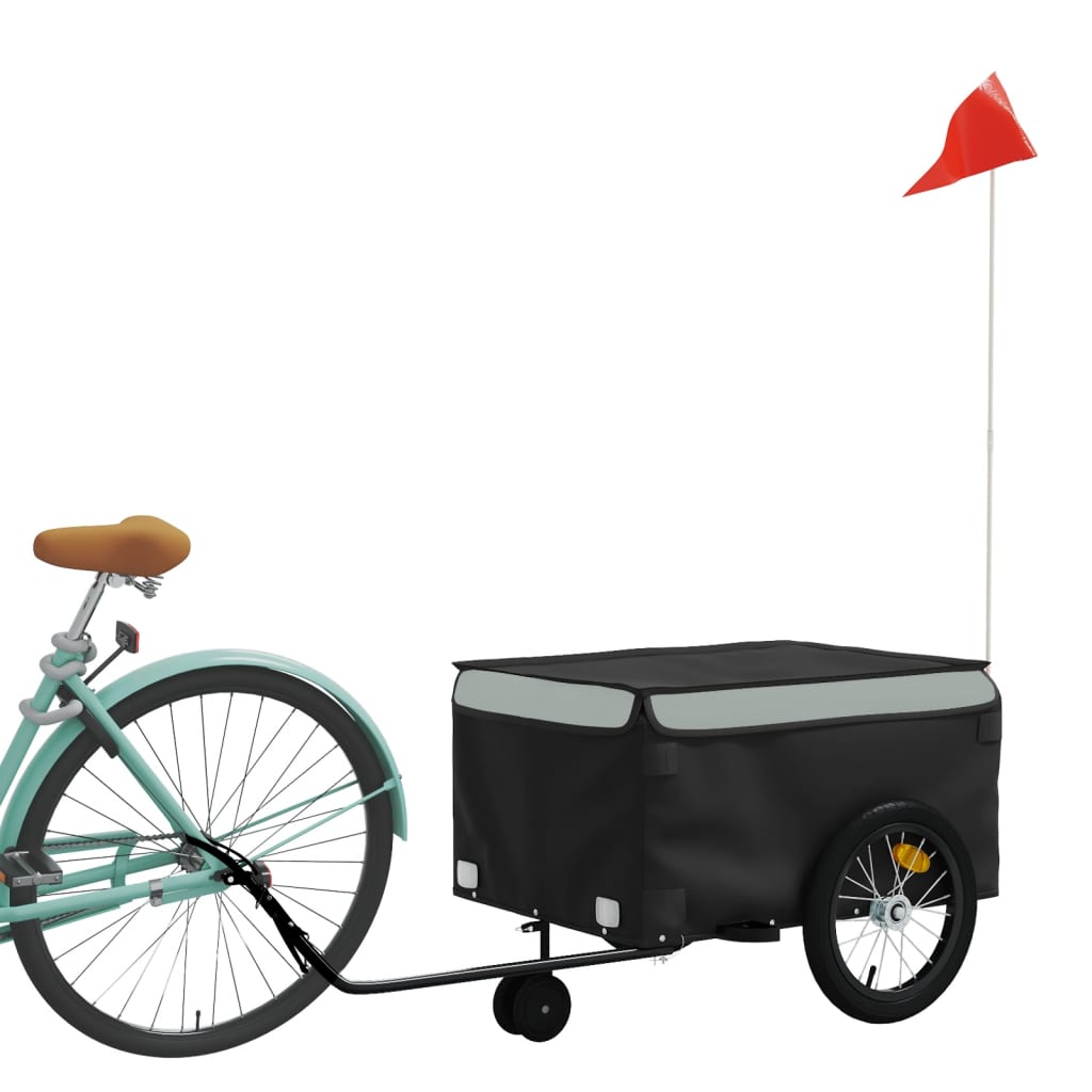 Vidaxl fietstrailer 45 kg ijzer zwart en grijs