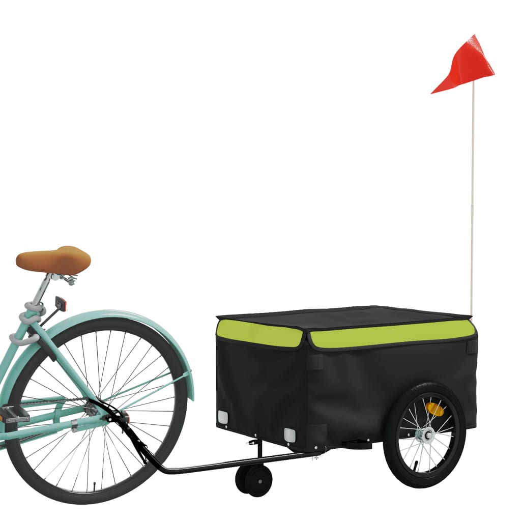 Vidaxl fietstrailer 45 kg ijzer zwart en groen