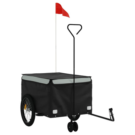 VidaXL Fietstrailer 45 kg ijzer zwart en grijs