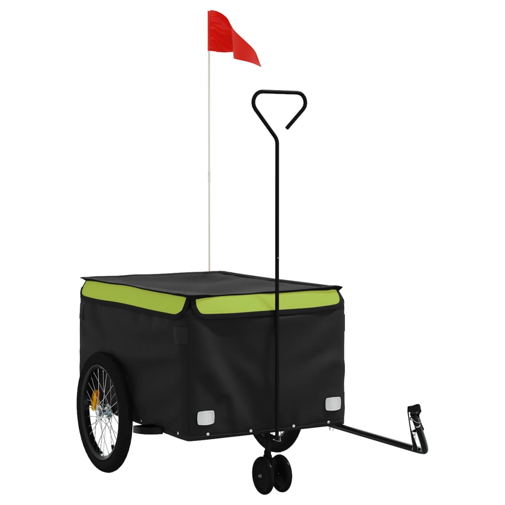 VidaXL Fietstrailer 45 kg ijzer zwart en groen