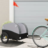 VidaXL Fietstrailer 45 kg ijzer zwart en grijs