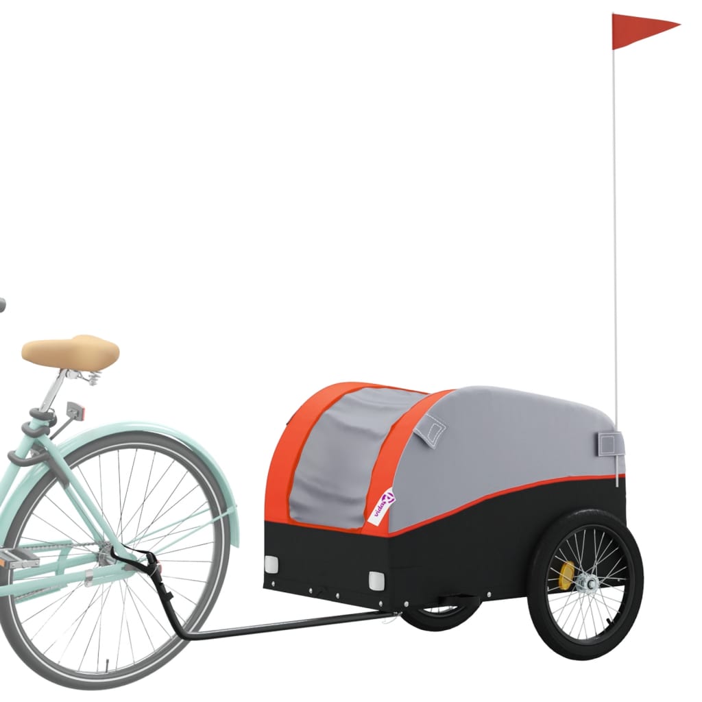 Vidaxl fietstrailer 45 kg ijzer zwart en oranje