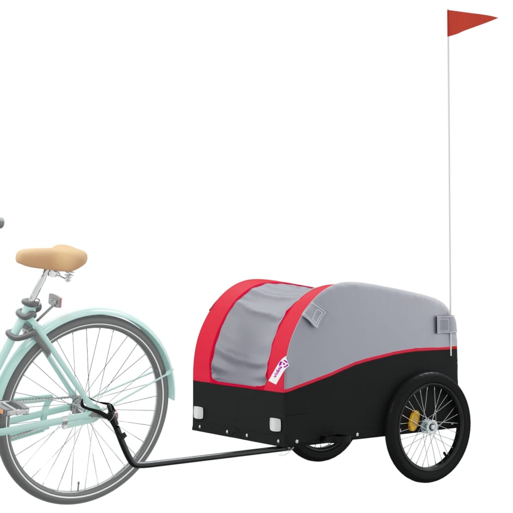 VidaXL Fietstrailer 45 kg ijzer zwart en rood