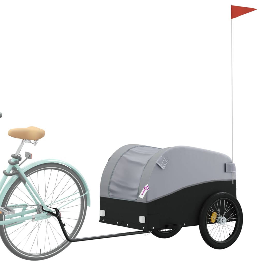 VidaXL Fietstrailer 45 kg ijzer zwart en grijs