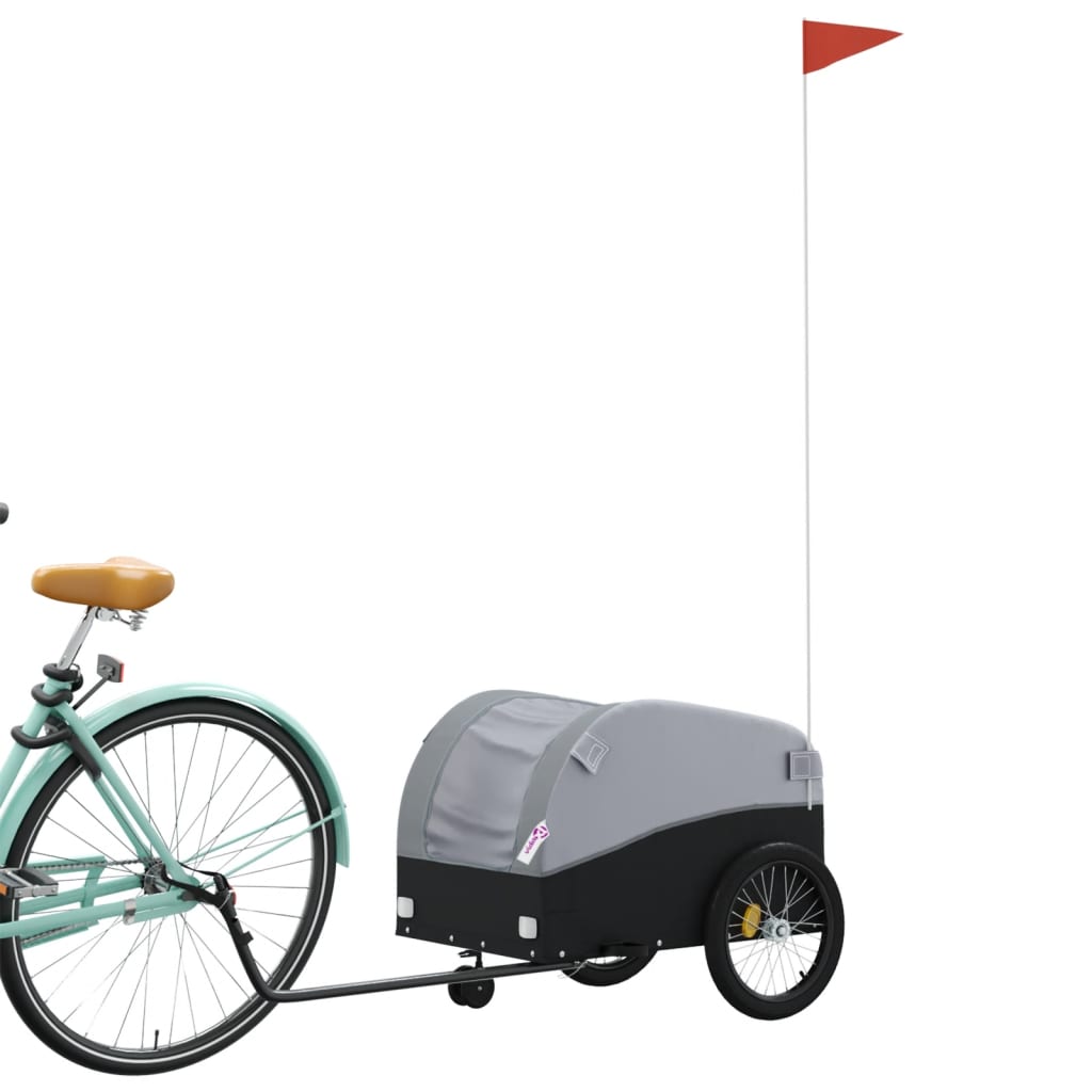 VidaXL Fietstrailer 30 kg ijzer zwart en grijs