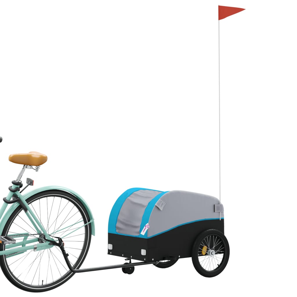 Vidaxl fietstrailer 30 kg ijzer zwart en blauw