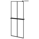 VidaXL Inloopdouchewand met schap 80x195 cm ESG-Glas aluminium zwart