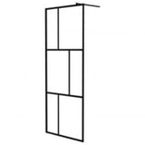 VidaXL Inloopdouchewand met schap 80x195 cm ESG-Glas aluminium zwart