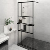 VidaXL Inloopdouchewand met schap 80x195 cm ESG-Glas aluminium zwart