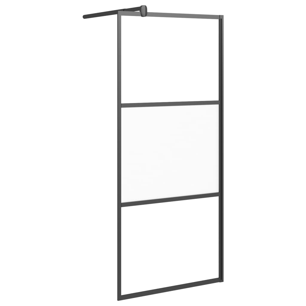 VidaXL Inloopdouchewand met schap 80x195 cm ESG-Glas aluminium zwart