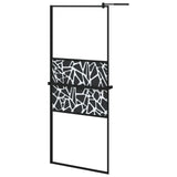 VidaXL Inloopdouchewand met schap 80x195 cm ESG-Glas aluminium zwart