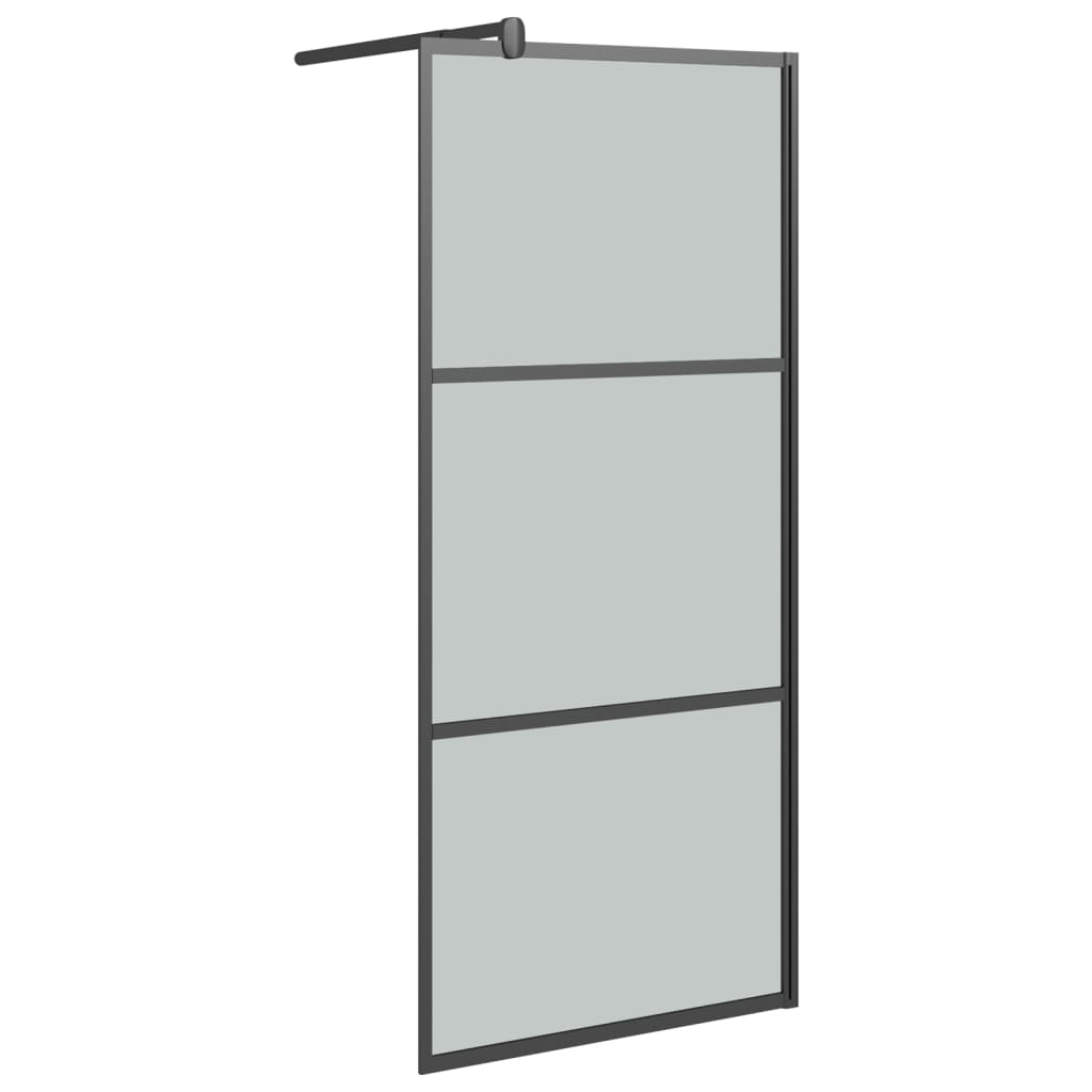 VidaXL Inloopdouchewand met schap 80x195 cm ESG-Glas aluminium zwart