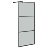 VidaXL Inloopdouchewand met schap 80x195 cm ESG-Glas aluminium zwart