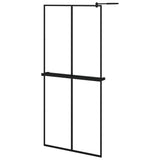 VidaXL Inloopdouchewand met schap 90x195 cm ESG-glas aluminium zwart