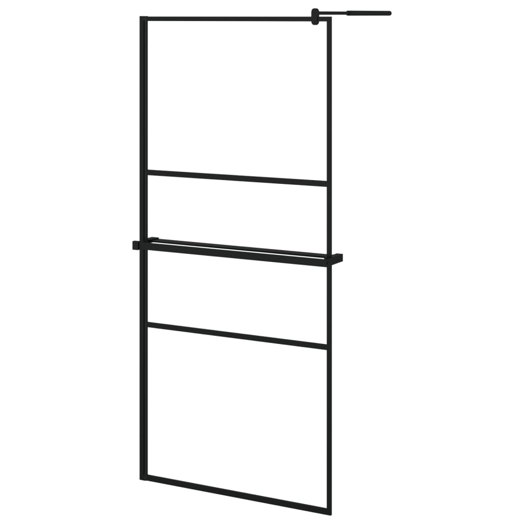 VidaXL Inloopdouchewand met schap 90x195 cm ESG-glas aluminium zwart