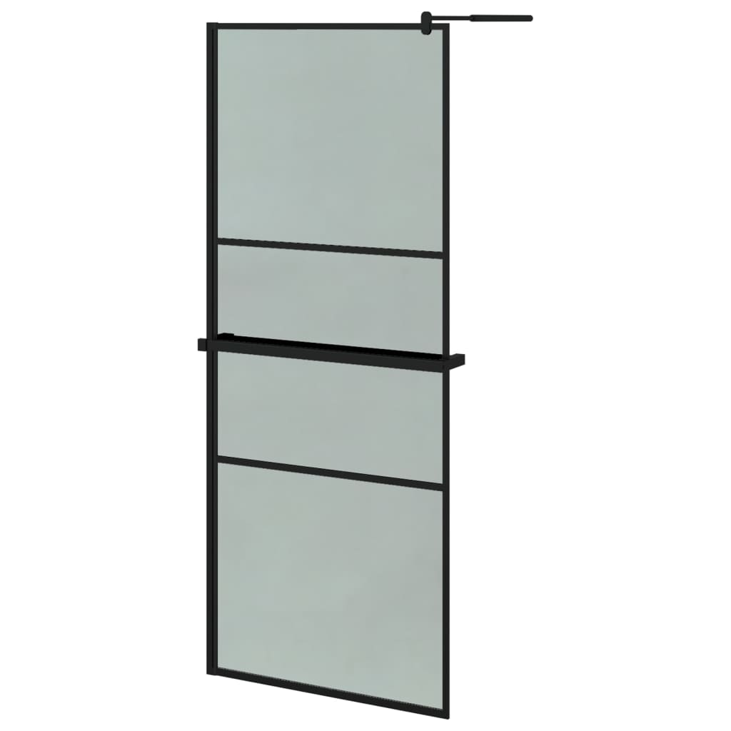 VidaXL Inloopdouchewand met schap 90x195 cm ESG-glas aluminium zwart