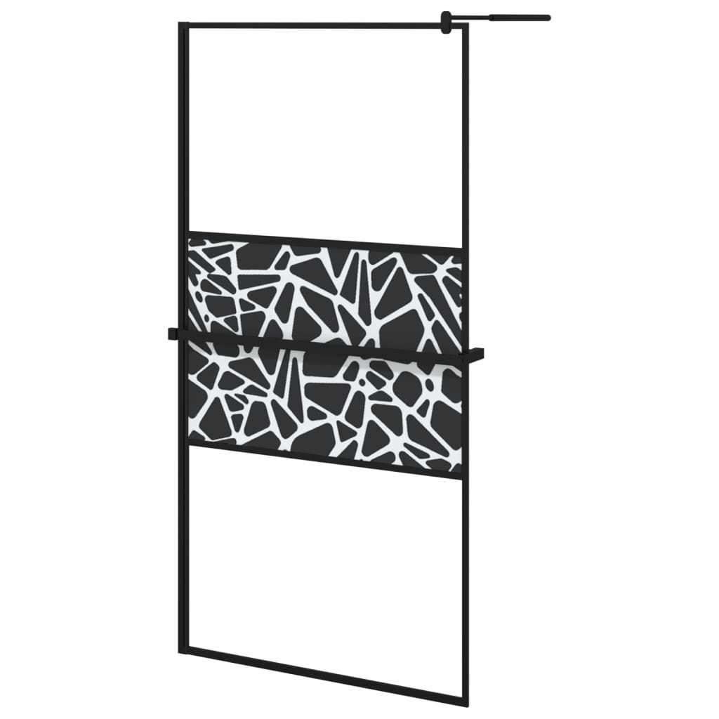 VidaXL Inloopdouchewand met schap 100x195 cm ESG-glas aluminium zwart