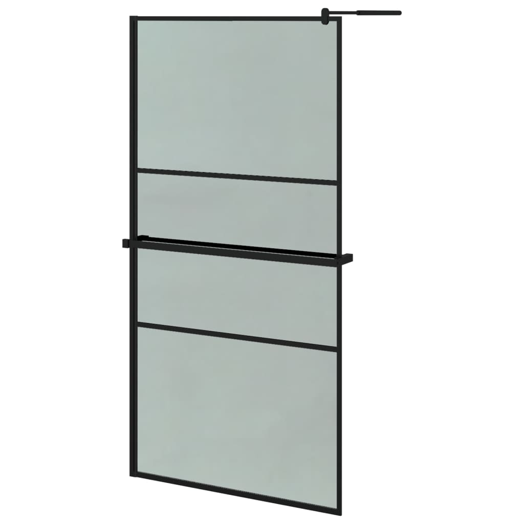 VidaXL Inloopdouchewand met schap 100x195 cm ESG-glas aluminium zwart